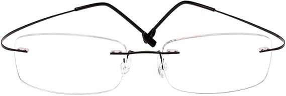 Poxas Memory Titanium Frameless Lightweight Reading Glasses Hingeless Flexibled Frames for Mens Womens