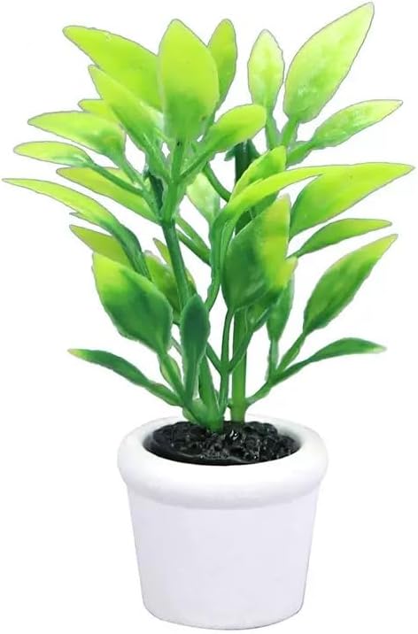Green 1/12 Miniature Plants Dollhouse Decoration Accessories, DIY Doll House Kit