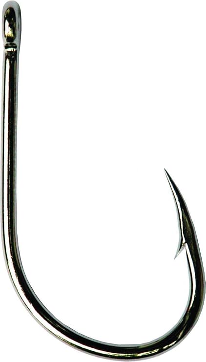 Mustad unisex adult Classic Big Gun Bait Wide Gap Long Shank Kirbed 8 0, Black Nickel, Size 0 US