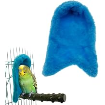 Corner Fleece Bird Blanket Cozy Bird Bed Warmer Parrot House Cage Snuggle Hut Bed Hanging Hammock Toy for Parakeet Cockatiel Conure Pigeon Lovebirds Small Animals Shelter Plush Bedding(Blue/M)