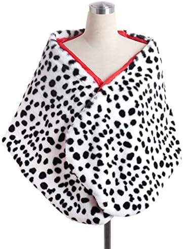 Pistha Dalmatian Scarf Women Faux Dalmation Stole Black White Coat Fancy Dress Costume for Halloween Cosplay Costume Accessories
