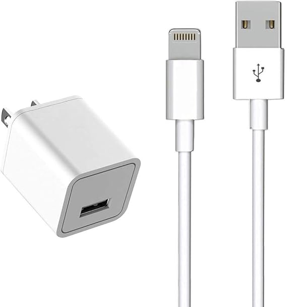 iPhone Charger [MFi Certified] - Travel & Home Wall Charger with 5ft Cable, Compatible with iPhone 14, 13, 12, 11, SE, X, 8, 7, 6, 5, iPad Mini, iPod Touch & iPods