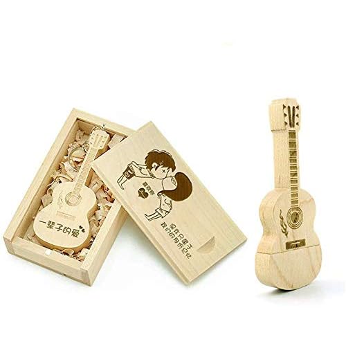 Customize Personalised Laser Engraved Solid Wooden USB Flash Drive USB Box Wedding Photo Memory Storage Disk,Wedding Ceremony,Company Customization,Personal Gift 8G, Guitar