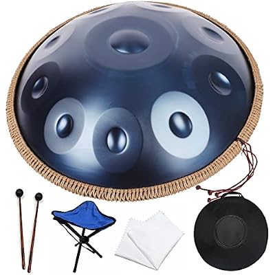 Handpan Drum 22 inches 10 notes D kurd Minor Stainless Steel Pan Drum Metal Percussion Instruments for Adult Carry Bag Blue