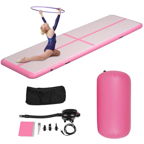 10ft Gymnastics Air Mat with Inflatable Gymnastics Roller,Air Track Tumbling Mat with Electric Pump for Home UseYogaCheerleadingTumbling