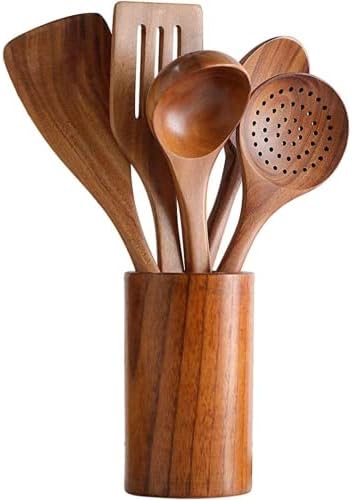 Healthy Cooking Utensils Set, Wooden Cooking Tools and Wooden Kegs for Storage, Natural Non-Stick Hard, Healthy Cooking Utensils Set, Wooden Cooking Tools and Wooden Kegs for Storage, Natural