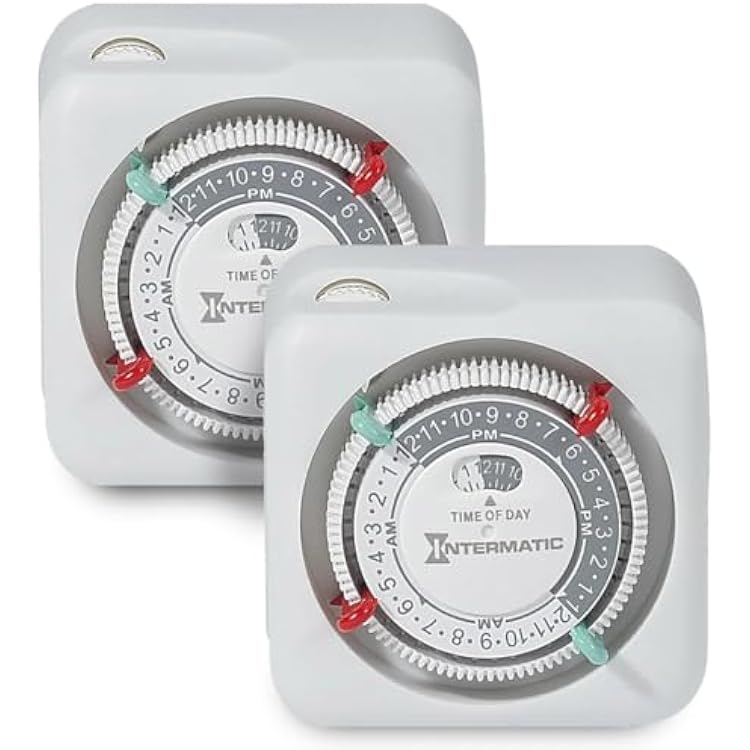 Intermatic TN111K 15-Amp Indoor Timer - Versatile 24-Hour Control - Easy Manual Override and Single 2-Prong Design 2 Pack