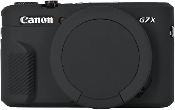 G7X2 Case, Camera Case for Canon G7 X Mark II, Soft Silicone Protective Cover with Removable Lens Cover for Powershot G7X Mark II DSLR Camera,Black