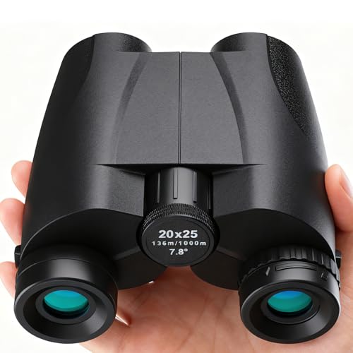 Binoculars for Adults and Kids, 20x25 Compact High Power Binoculars with Low Light Vision for Bird Watching, Large Eyepiece Waterproof Outdoor Hunting, Travel, Sightseeing