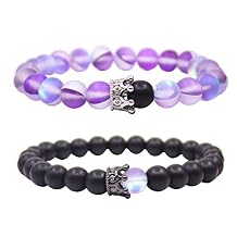 UEUC King&Queen Crown Distance Couple Bracelets His and Her Friendship 8mm Beads Bracelet