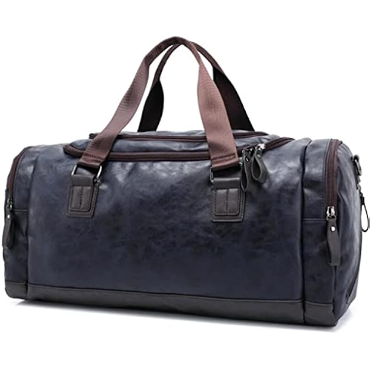 Mens Large PU Leather Sports Gym Bag Fitness Yoga Bag Luggage Bag Handbag Travel Tote Mens Outdoor Shoulder Bag