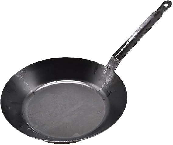 1 Pack Fully Welded Pre-Seasoned Black Carbon Steel Frying Pan 11", Heavy Gauge 12GA 2.5MM Handle Steel & 16GA 1.5mm Pan Steel, Non-Stick Chemical-Free Coating & No Rivet Welded Handle
