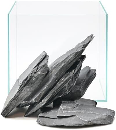 Natural Slate Rocks 2-4 Inches Fish Tank Rocks 5lb Aquascaping Stones for Aquarium Terrarium Reptile Habitat Decoration Vivariums Paludariums Bonsai Miniature Fairy Gardens