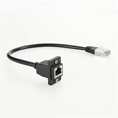 Ecf Style RJ45 Male to RJ45 Female Flanged Panel Mount Ethernet Extension Cable Length 10cm