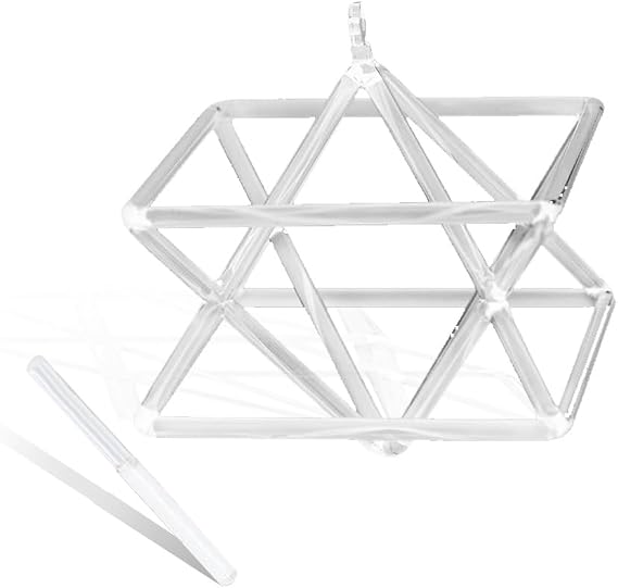 Pure Clear Water Hexagram Star Quartz Pyramid 5-10 Inch Mokaba Merkaba Sound Therapy Meditation Yoga Meditation Stress Relief Corner Stand Percussion Instruments Including Crystal Percussion Sticks (