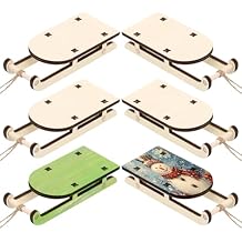 DOITOOL Miniature Wooden Sleighs, 6 Pcs Mini Christmas Sleigh Model Mini Sled Ornament Blank Paintable DIY Crafts Christmas Tree Hanging Decorations for Xmas Tree, Dollhouse Decor