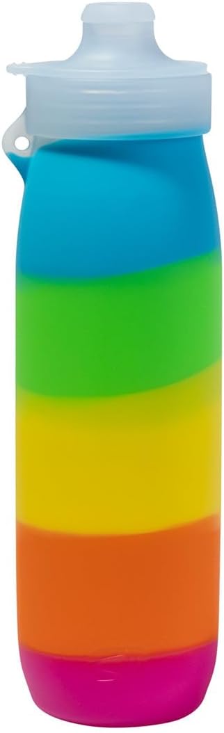 Silipint: 30oz Silicone Water Bottle Pack of 1 Unbreakable, Non-Toxic, Dishwasher, Microwave, Oven & Freezer Safe Leakproof Travel Water Bottle Hiking, Sports, Camping - Prism