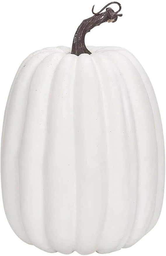 8 Inch Large Artificial Pumpkins DIY White Decorative Foam Pumpkins Cute Fake Pumpkins for Hallween Autumn Harvest Home Decorations (White, 8 in)
