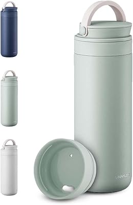 LocknLock Metro 2-Way Tumbler Water Bottle, Double-Wall Vacuum Insulated, Stainless Steel with Lid and Hand Strap for Travel, Hot and Cold Drinks, Leakproof, Portable, 16oz, Mint