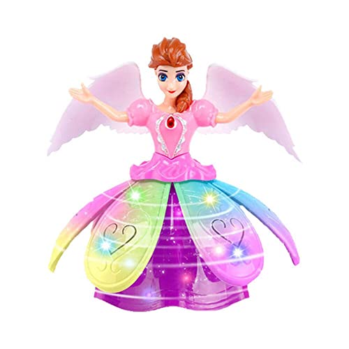 ATS Fairy Princess Dolls Toys Dancing Rotating Singing Musical Toy for Girls Battery Operated Bump-N-Go with Colorful LED Lights