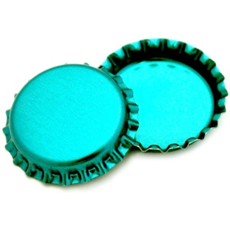 100 Turquoise Blue Metallic Bottle Caps Shiny Colors Craft Linerless