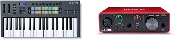 Novation FLkey 37 MIDI Keyboard Controller — Seamless FL Studio Integration with Chord Mode and Scale Mode & Focusrite Scarlett Solo 3rd Gen USB Audio Interface