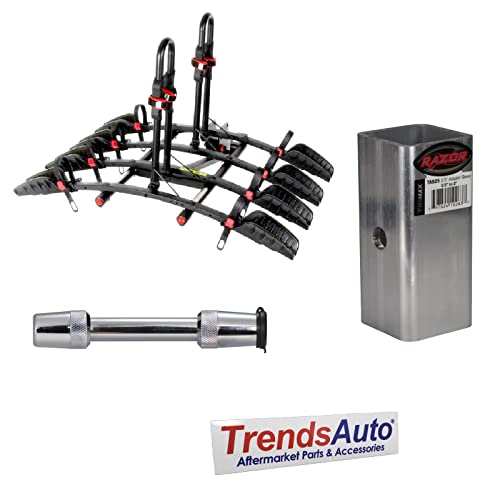 Trimax RMBR4 Road-MAX Hitch Mount Tray with T3 Premium 58 Inch Receiver Lock and Hitch Adapter Sleeve Bundle Includes TrendsAuto Decal Sticker