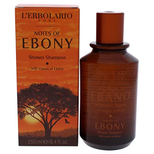 LErbolario Shower Shampoo - Moisturizing Body Wash and Clarifying Shampoo Hair and Body Soap with Citrus and Woody Scent - Notes of Ebony - 8.4 oz