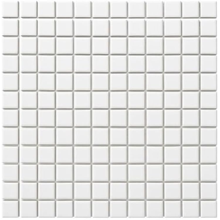 Tenedos 1x1 Square White Porcelain Mosaic Tile for Bathroom Walls, Shower, Pool, Entryway, Floor and Backsplash - Single Full Sheet, Easy Installation 1