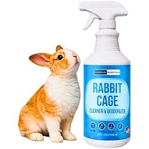 Rabbit Cage Cleaner Spray (32oz) Bunny Cage Cleaner & Deodorizer Odor Eliminator for Small Animal Cages Pet Safe, Non-Toxic Fast Drying Made in USA