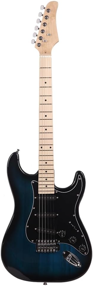 Full Size Electric Guitar Kit, 39 Inch Beginner Solid Body Electric Guitars Set with Shoulder Strap, Gig Bag & Cable (Blue)