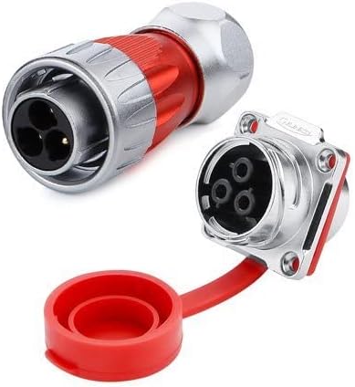 CNLINKO 3 Pin Power Industrial Circular Connector, Male Plug & Female Panel Mount Receptacles Socket Jack, Outdoor Waterproof IP67, AC DC, Zinc Alloy Metal Case, Heavy Duty