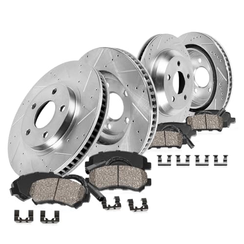 Callahan Brake Parts Front and Rear Brake Kit For BMW 535d 2014-16 |535d xDrive 2014-16 |535i 2011-16 - Drilled & Slotted Disc Rotors with Ceramic Brake Pads  Sensors & Hardware, EBYK028883