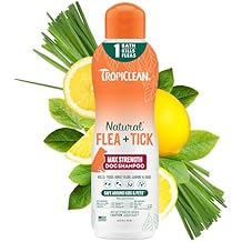 TropiClean Max Strength Flea and Tick Shampoo Treatment for Dogs, Powerful & Natural Defense, Prevention for Large & Small Dogs, Made in USA, 20oz