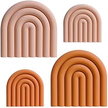 Silicone Hot Pot Holder, Reusable Heat Resistant Trivet Mats - Pink&Orange Non-Slip Pad for Dining Table, Countertop, Kitchen - Dishwasher Safe, Flexible for Bowls, Pans & Plates (Set of 4)