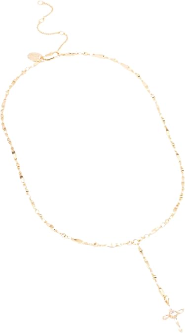 Lovisa - Gold Plated Marquise Cubic Zirconia Cross Y-Necklace I Elegant Jewelry I Hypoallergenic I Sparkling Crystal