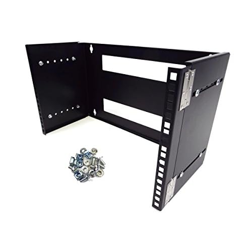 6U 19-Inch Hinged Extendable Wall Mount Bracket Network Equipment Rack - Black
