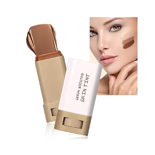 Skin Tint Foundation Stick Beauty Balm Serum Boosted, Solid Tinted Moisturizing Contour Stick Foundation Primer for Women Face Makeup, Natural Finish Makeup Even Skin Tone #3