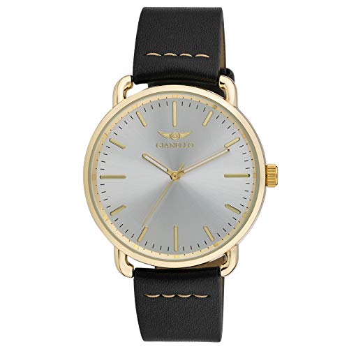 Gianello Mens 40mm East Side Minimalistic Whipstitch Strap Watch GNL7752 Gold