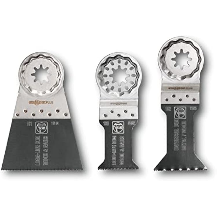 Fein Starlock Plus E-Cut Combo Saw Blade Set - 3-Piece Kit for Precision Cutting, Includes 2 E-Cut Long-Life, 1 E-Cut Universal Saw Blade - 35222952030