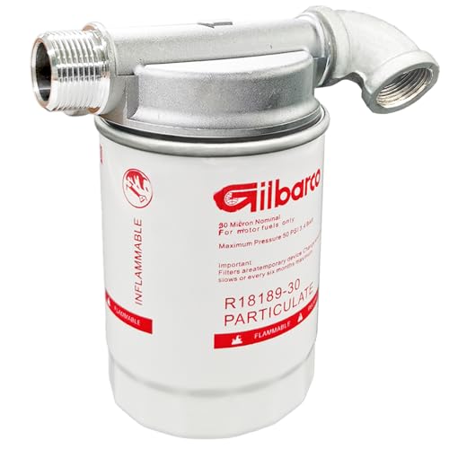 25 GPM 34 inch NPT Fuel Filter for Transfer Pump, 30 Micron Spin-on Style for Portable Mobile and Stationary Fuel Tanks Boat External Thread, 34 Inch