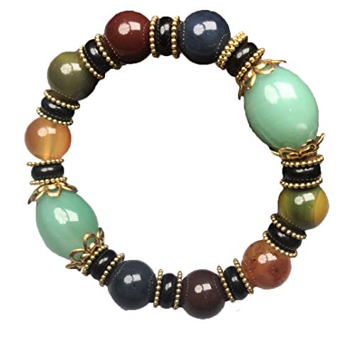 NB Tibetan Old Agate Bracelet Vintage Nine Eyes Dzi Bead Bangle