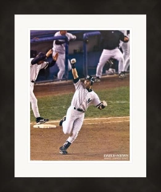 675463 Derek Jeter New York Yankees 2001 November HR Art Print 8 x 10 in. Matted Framed 11 x 14 in. with the Framing Daily News Legends Series from Newspaper Insert Photo
