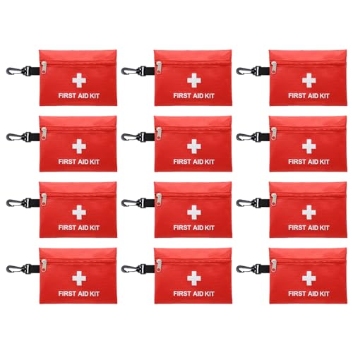 Faylapa 12Pcs Mini Empty First Aid Bag, 7.8x5.5 inches Travel Pouch Bag for Travel, Home, Office, Vehicle, Camping, Outdoor Bag Only