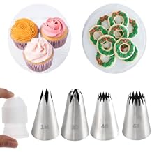 1M 2D 4B 6B Large Piping Tips and Coupler Set,Star Rose Drop Flower Churros Eclairs Icing Tips with Coupler for Cake Cupcake Cookie Decorating