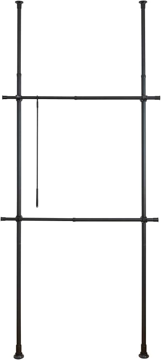 WENKO Adjustable Clothes Rack, Garment Rack System For Closet Organizer, Black Wardrobe Rack, Dimensions 29.5-47.2 x 65-118.1 x 4.3 in