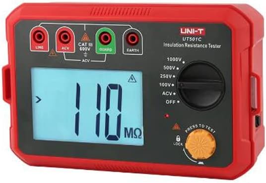 Digital Megohmmeter UT502C 2500V Insulation Resistance Tester 20G Ommeter Megometer Ground Meter Backlight Auto Range