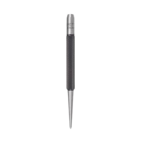 Starrett Steel Prick Punch with Knurled Grip for Precise Positioning and Secure Holding - Hardened and Tempered Steel, 4" Length, 5/64" Diameter Tapered - 816A