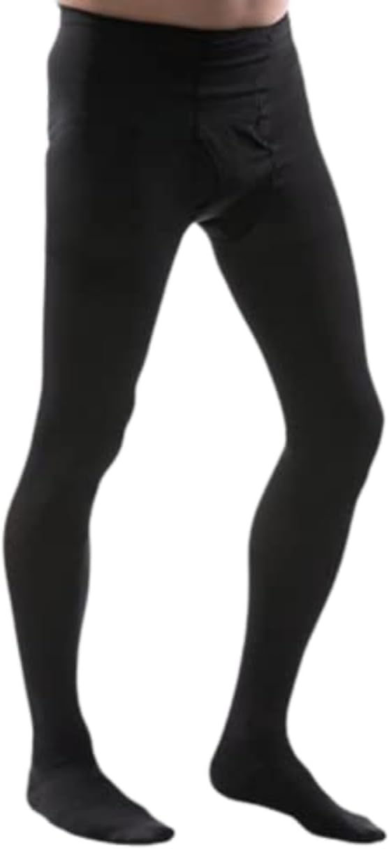 Allegro Waist High 20-30 mmHg Compression Pants for Men Support Hose | Closed toe, brief top with fly opening, reciprocated heel and balloon toe provide flexible comfort during extended wear.
