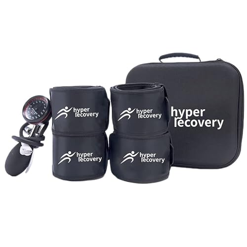 BFR Bands Blood Flow Restriction Bands by Hyper Recovery - High End Occlusion Bands with Air Chambers, Pump, and Pressure Gauge - BFR Bands for Women Glutes - BFR Bands for Men
